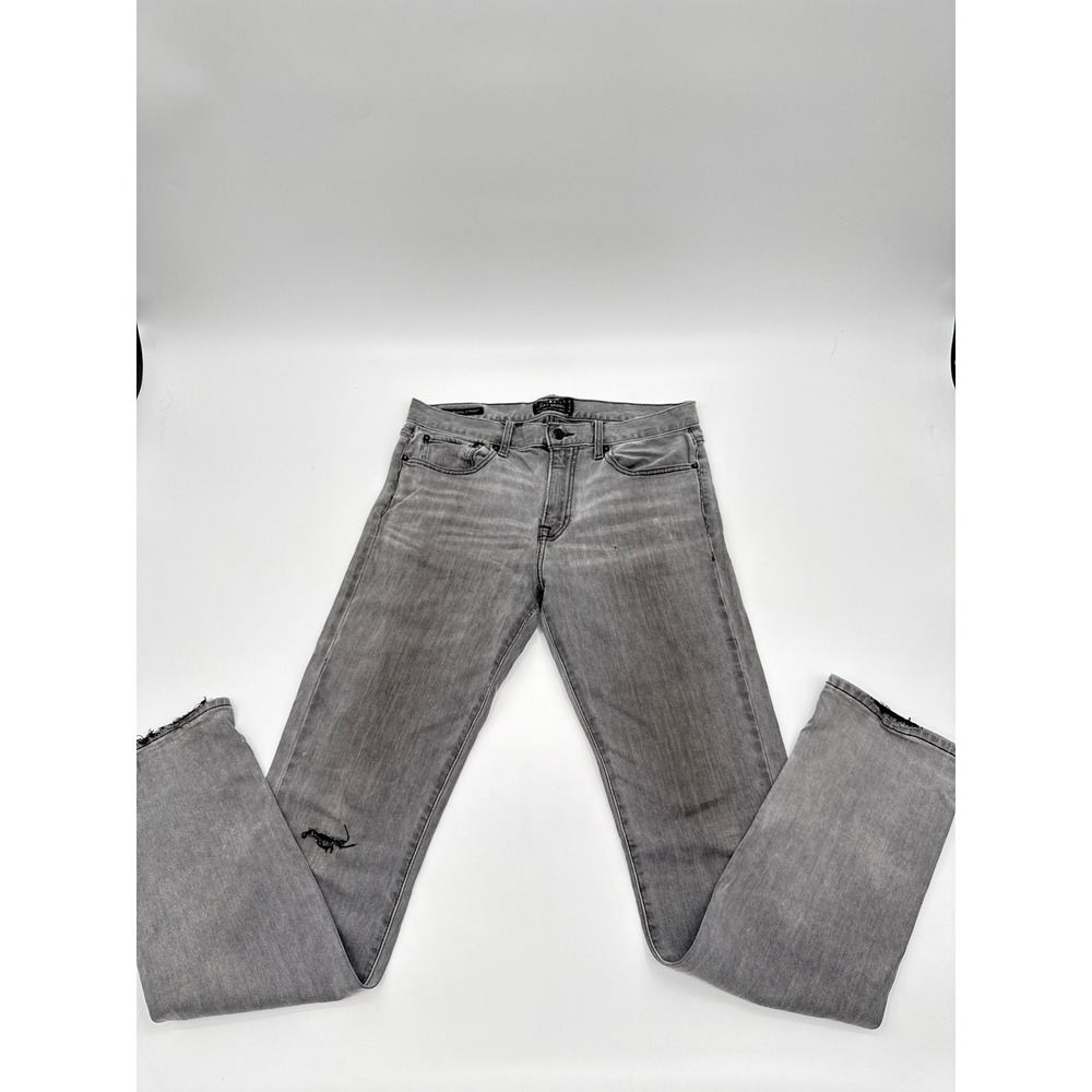 Lucky Brand 221 Original Straight Grey Jeans Mens 32x34 Distressed Frayed Hem